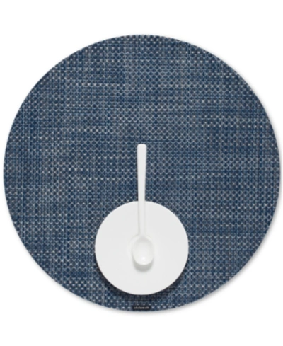 Chilewich Basketweave Woven Vinyl Round Placemat In Blue
