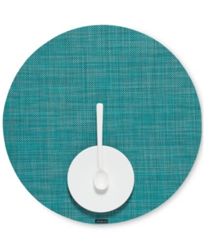 Chilewich Mini Basketweave Round Placemat Collection In Turquoise