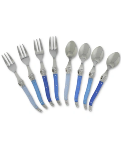 French Home Laguiole 8-pc. Dessert / Cocktail Set With Shades Of Blue Handles