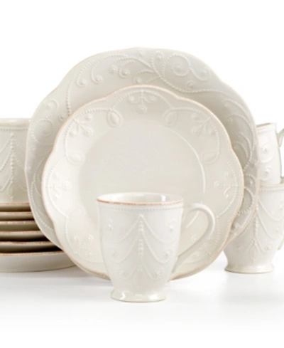 Lenox French Perle Groove Blue 12 Pc. Dinnerware Set, Service For 4 In White