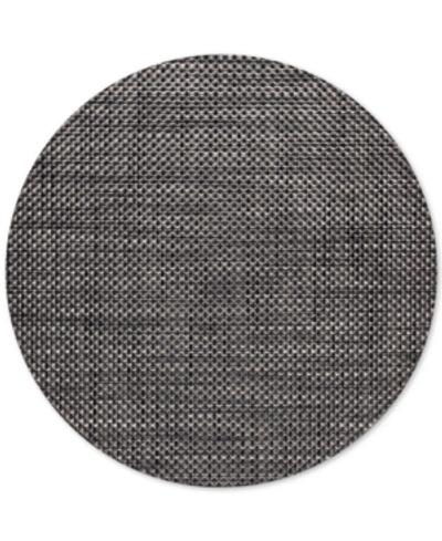 Chilewich Basketweave Woven Vinyl Round Placemat In Carbon