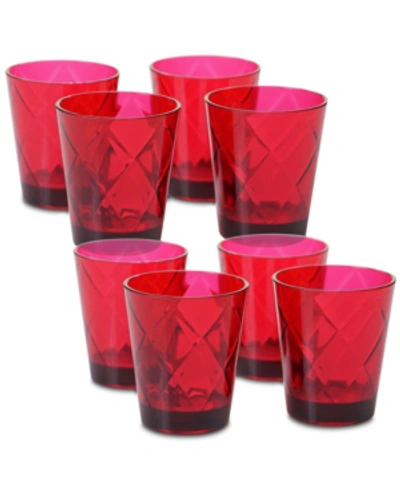 Certified International Ruby Diamond Acrylic Set Of 8 Glasses In Red