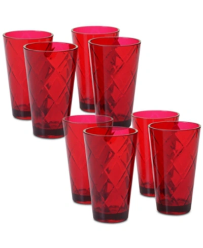 Certified International Set Of 8 Acrylic Ice Tea Glasses In Red