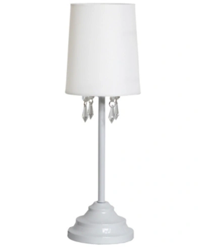 All The Rages Simple Designs Table Lamp With Fabric Shade And Hanging Acrylic Beads In White