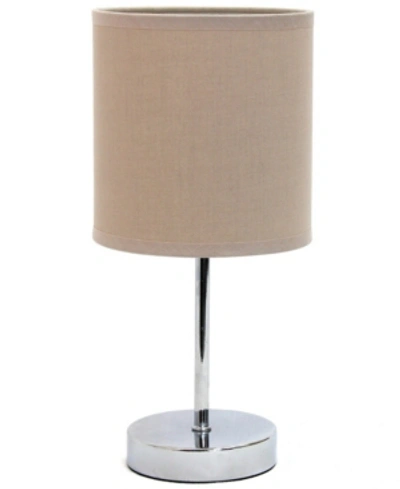 All The Rages Simple Designs Chrome Mini Basic Table Lamp With Fabric Shade In Gray