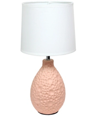 All The Rages Simple Designs Textured Stucco Ceramic Oval Table Lamp In Pink