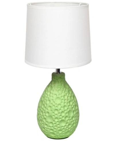 All The Rages Simple Designs Textured Stucco Ceramic Oval Table Lamp In Green