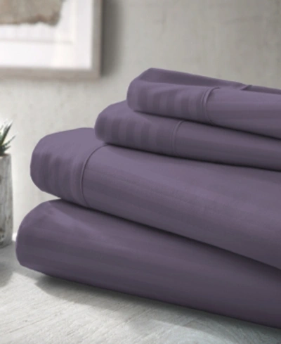 Ienjoy Home Expressed In Embossed Checkered 3-pc. Sheet Set, Twin In Purple Striped