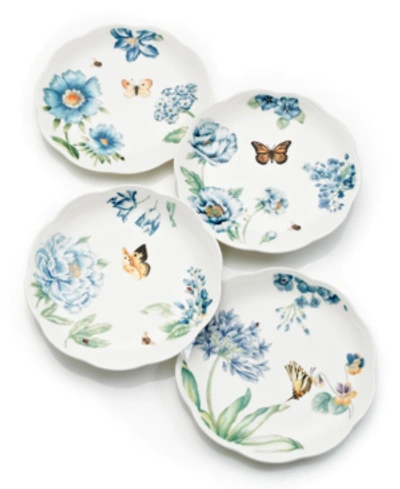 Lenox Set Of 4 Butterfly Meadow Blue Assorted Dessert Plates