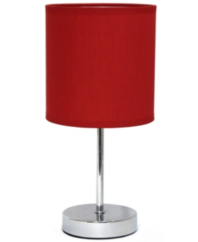 All The Rages Simple Designs Chrome Mini Basic Table Lamp With Fabric Shade In Red