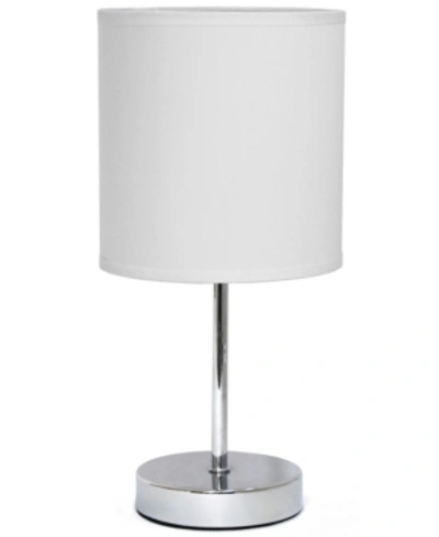All The Rages Simple Designs Chrome Mini Basic Table Lamp With Fabric Shade In White