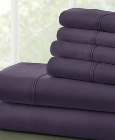 Ienjoy Home Expressed In Embossed By The Home Collection Chevron 4 Piece Bed Sheet Set, Queen Bedding In Purple