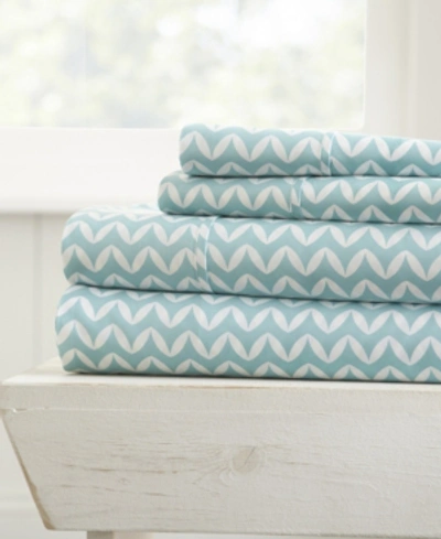 Ienjoy Home The Farmhouse Chic Premium Ultra Soft Pattern 4 Piece Sheet Set By Home Collection - Queen Bedding In Light Blue Chevron