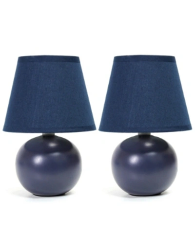 All The Rages Simple Designs Mini Ceramic Globe Table Lamp 2 Pack Set In Blue