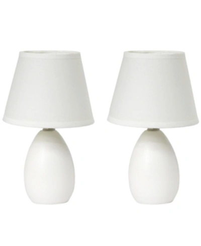 All The Rages Simple Designs Mini Egg Oval Ceramic Table Lamp 2 Pack Set In Off-white