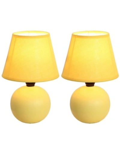 All The Rages Simple Designs Mini Ceramic Globe Table Lamp 2 Pack Set In Yellow