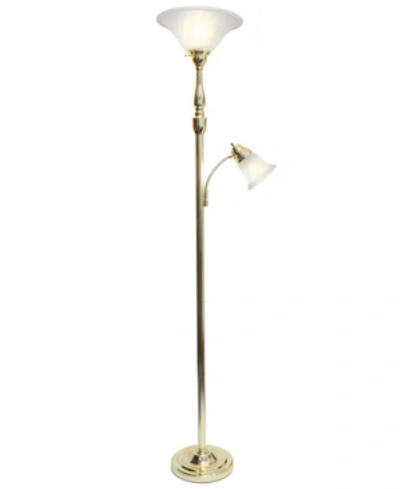 All The Rages Elegant Designs 2 Light Mother Daughter Floor Lamp With White Marble Glass In Gold