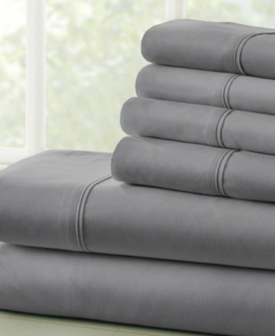 Ienjoy Home Solids In Style By The Home Collection 6 Piece Bed Sheet Set, California King In Gray