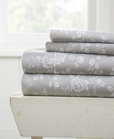 Ienjoy Home The Boho & Beyond Premium Ultra Soft Pattern 4-pc. Sheet Set, California King In Grey Roses