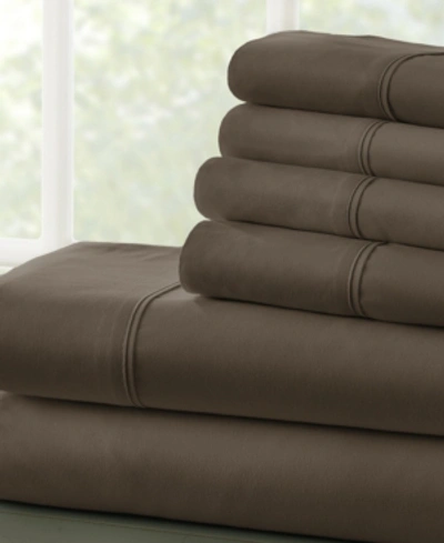 Ienjoy Home Solids In Style By The Home Collection 6 Piece Bed Sheet Set, Full In Chocolate