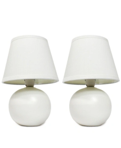 All The Rages Simple Designs Mini Ceramic Globe Table Lamp 2 Pack Set In Off-white