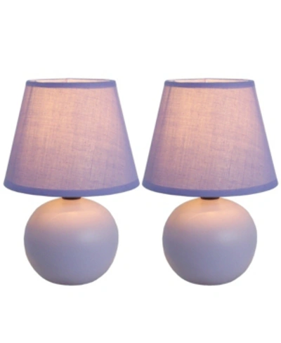 All The Rages Simple Designs Mini Ceramic Globe Table Lamp 2 Pack Set In Purple
