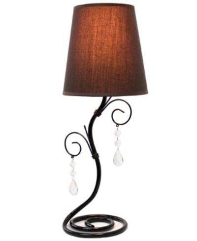 All The Rages Simple Designs Twisted Vine Table Lamp With Fabric Shade And Hanging Crystals In Brown