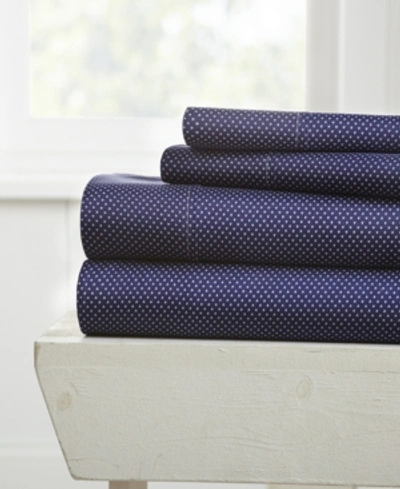 Ienjoy Home The Boho & Beyond Premium Ultra Soft Pattern 4 Piece Bed Sheet Set By Home Collection In Navy Hearts