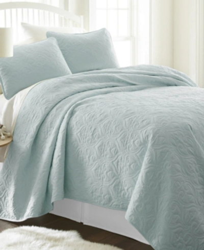 Ienjoy Home Home Collection Premium Ultra Soft Damask Pattern Quilted Coverlet Set, Queen In Pale Blue