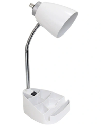 All The Rages Limelight's Gooseneck Organizer Desk Lamp With Ipad Tablet Stand Book Holder And Charging Outlet In White
