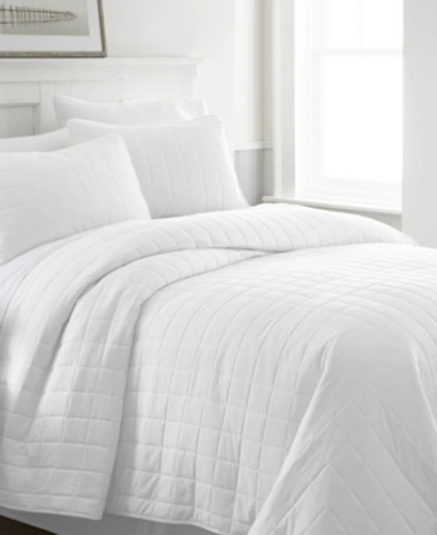 Ienjoy Home Home Collection Premium Ultra Soft Square Pattern Quilted Coverlet Set, Queen In White