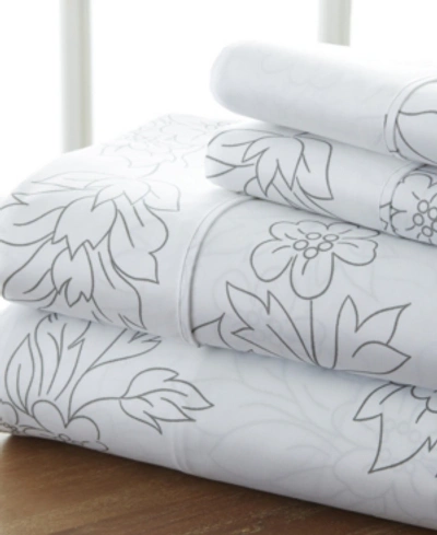 Ienjoy Home The Timeless Classics By Home Collection Premium Ultra Soft Pattern 4 Piece Bed Sheet Set - Cal King In Grey Soft Vines