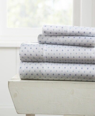 Ienjoy Home The Boho & Beyond Premium Ultra Soft Pattern 4-pc. Sheet Set, California King In Navy Fleur De Lis