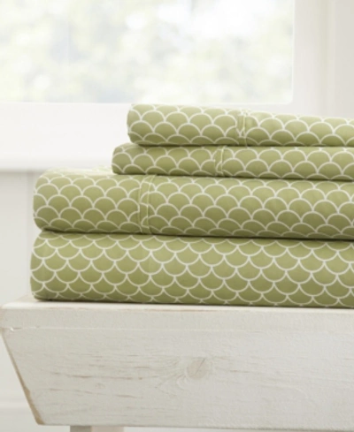 Ienjoy Home The Farmhouse Chic Premium Ultra Soft Pattern 4 Piece Sheet Set By Home Collection - Cal King Beddin In Sage Scallops