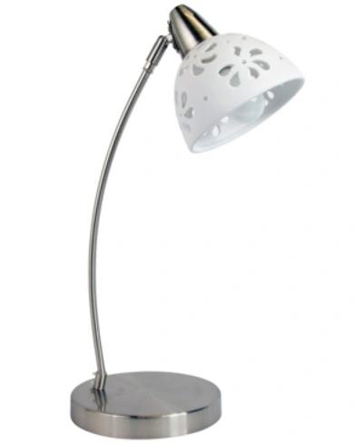 All The Rages Simple Designs Brushed Nickel Desk Lamp With White Porcelain Flower Shade