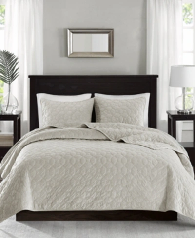 Madison Park Harper Quilted Velvet 3-pc. Quilt Set, Full/queen In Ivory