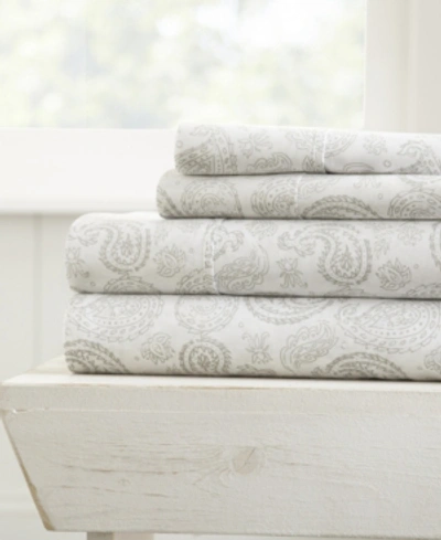 Ienjoy Home The Farmhouse Chic Premium Ultra Soft Pattern 4 Piece Sheet Set By Home Collection - Cal King Beddin In Grey Coarse Paisley