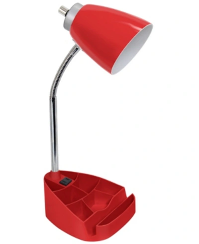 All The Rages Limelight's Gooseneck Organizer Desk Lamp With Ipad Tablet Stand Book Holder And Charging Outlet In Red