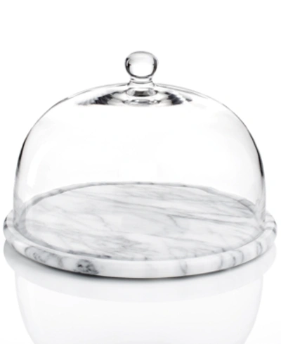 Godinger Serveware La Cucina Marble Round Tray With Glass Dome