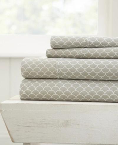 Ienjoy Home The Farmhouse Chic Premium Ultra Soft Pattern 4 Piece Sheet Set By Home Collection - Cal King Beddin In Grey Scallops