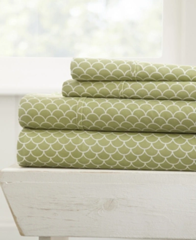 Ienjoy Home The Farmhouse Chic Premium Ultra Soft Pattern 4 Piece Sheet Set By Home Collection - Queen Bedding In Sage Scallops