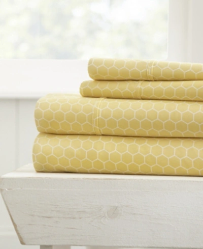 Ienjoy Home The Farmhouse Chic Premium Ultra Soft Pattern 3 Piece Sheet Set By Home Collection - Twin Bedding In Yellow Honeycomb