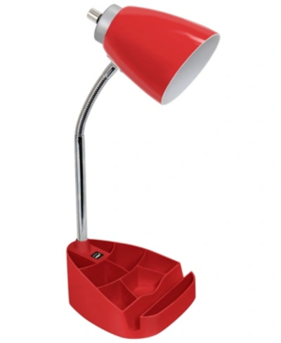 All The Rages Limelight's Gooseneck Organizer Desk Lamp With Ipad Tablet Stand Book Holder And Usb Port In Red