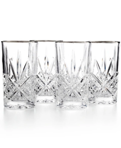 Godinger Dublin Platinum Highball Glasses, Set Of 4