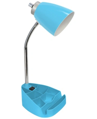 All The Rages Limelight's Gooseneck Organizer Desk Lamp With Ipad Tablet Stand Book Holder And Charging Outlet In Blue