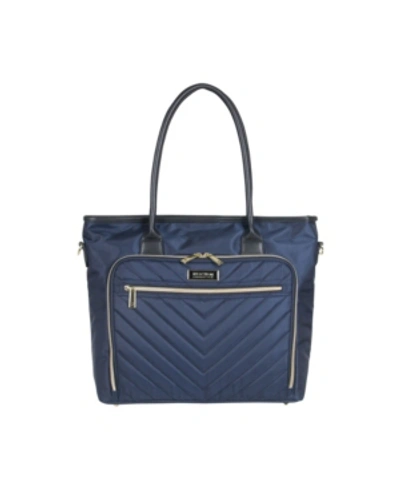 Kenneth Cole Reaction Chelsea Chevron 15" Laptop & Tablet Business Tote In Navy