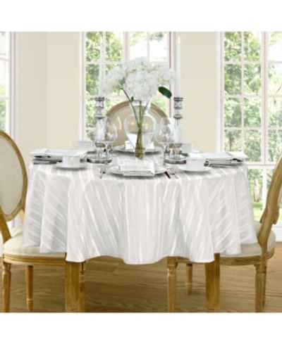 Elrene Denley Stripe Round Tablecloth, 70" In White