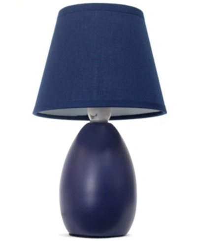 All The Rages Simple Designs Mini Egg Oval Ceramic Table Lamp In Blue