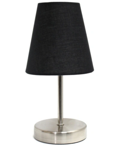 All The Rages Simple Designs Sand Nickel Mini Basic Table Lamp With Fabric Shade In Black
