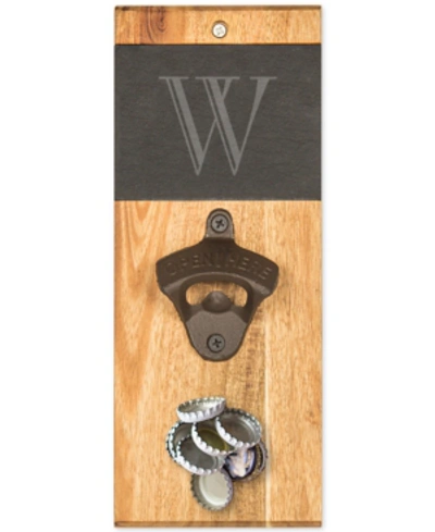 Cathy's Concepts Personalized Slate & Acacia Wall Mount Bottle Opener With Magnetic Cap Catcher
